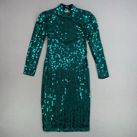 Oleg Cassini Dresses & Skirts - Oleg Cassini Dress Womens 6 Emerald Teal Jewel Sequin Sparkle Evening Party Glam